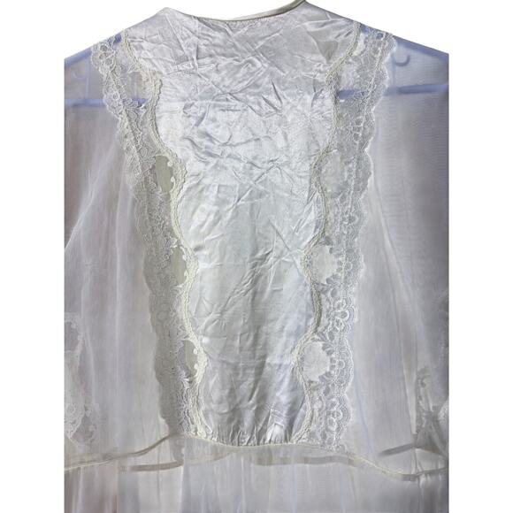 Val Mode 60s Cream Vintage Sheer Peignoir Robe size Medium - Picture 7 of 12